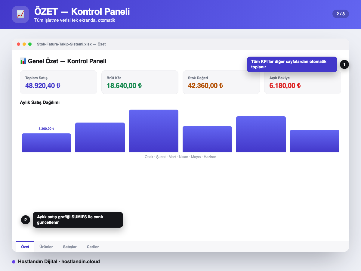 Stok & Fatura Takip Excel Programı (Formüllü) ekran görüntüsü 2