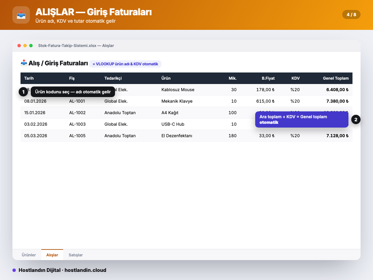 Stok & Fatura Takip Excel Programı (Formüllü) ekran görüntüsü 4