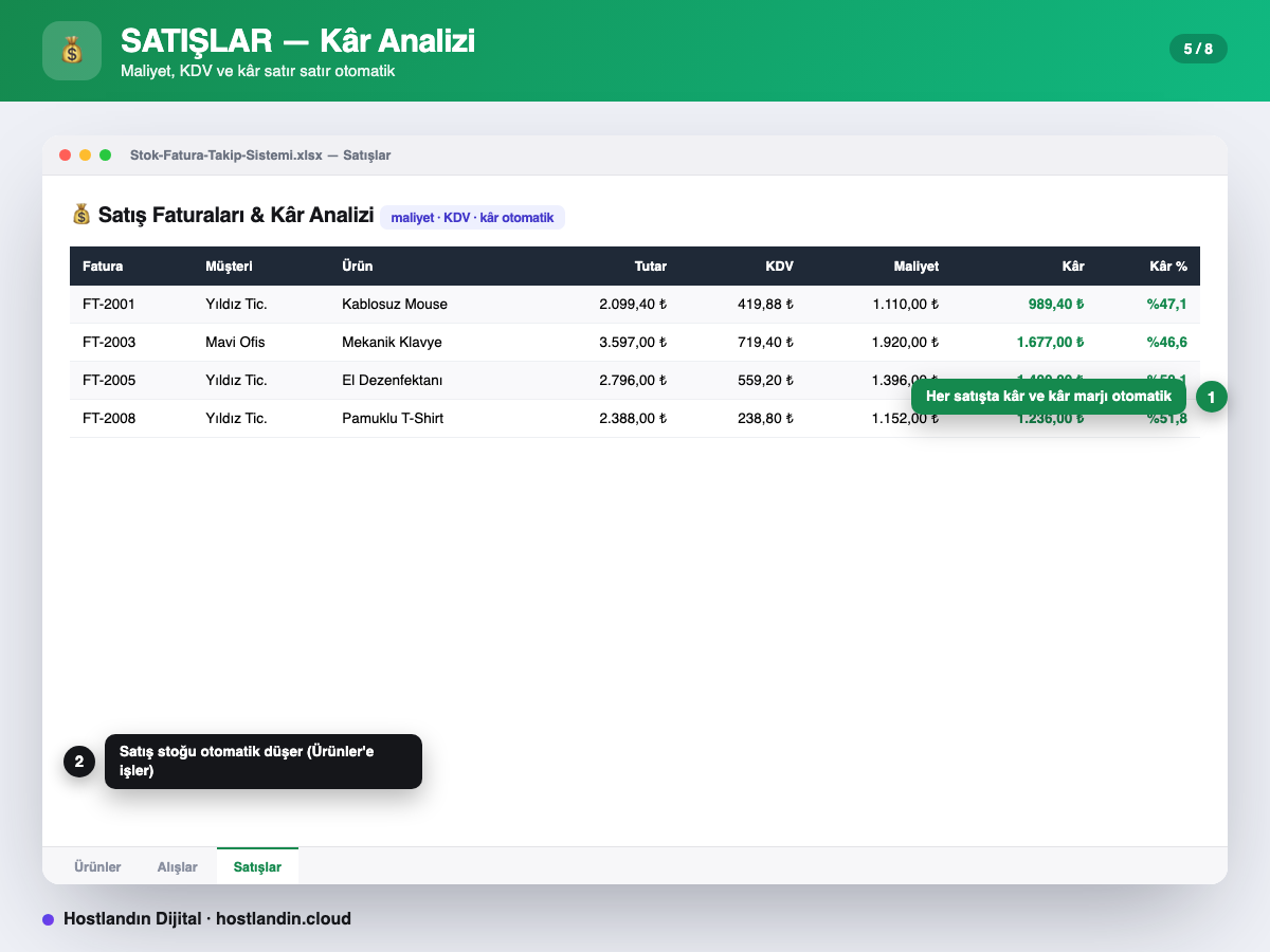 Stok & Fatura Takip Excel Programı (Formüllü) ekran görüntüsü 5