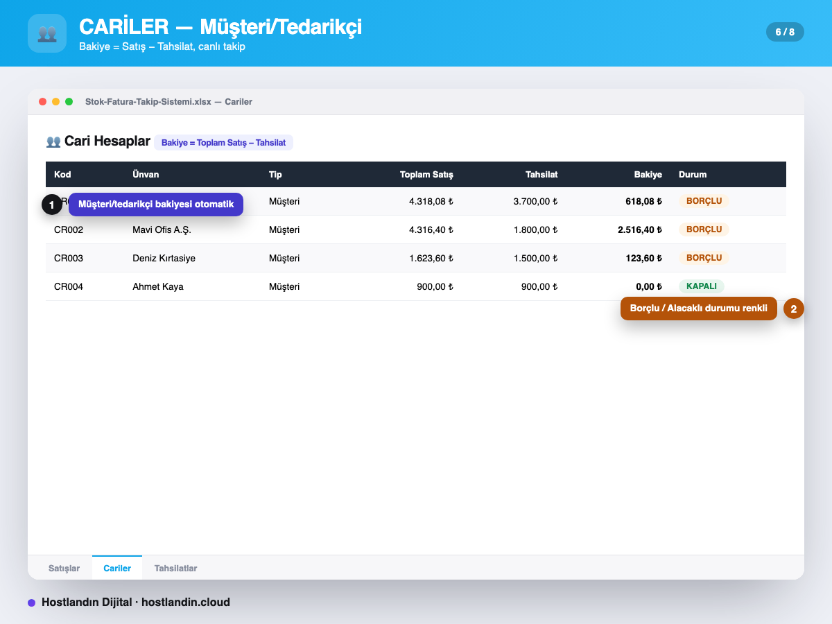 Stok & Fatura Takip Excel Programı (Formüllü) ekran görüntüsü 6