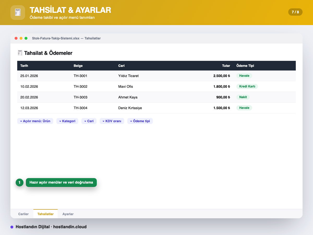 Stok & Fatura Takip Excel Programı (Formüllü) ekran görüntüsü 7