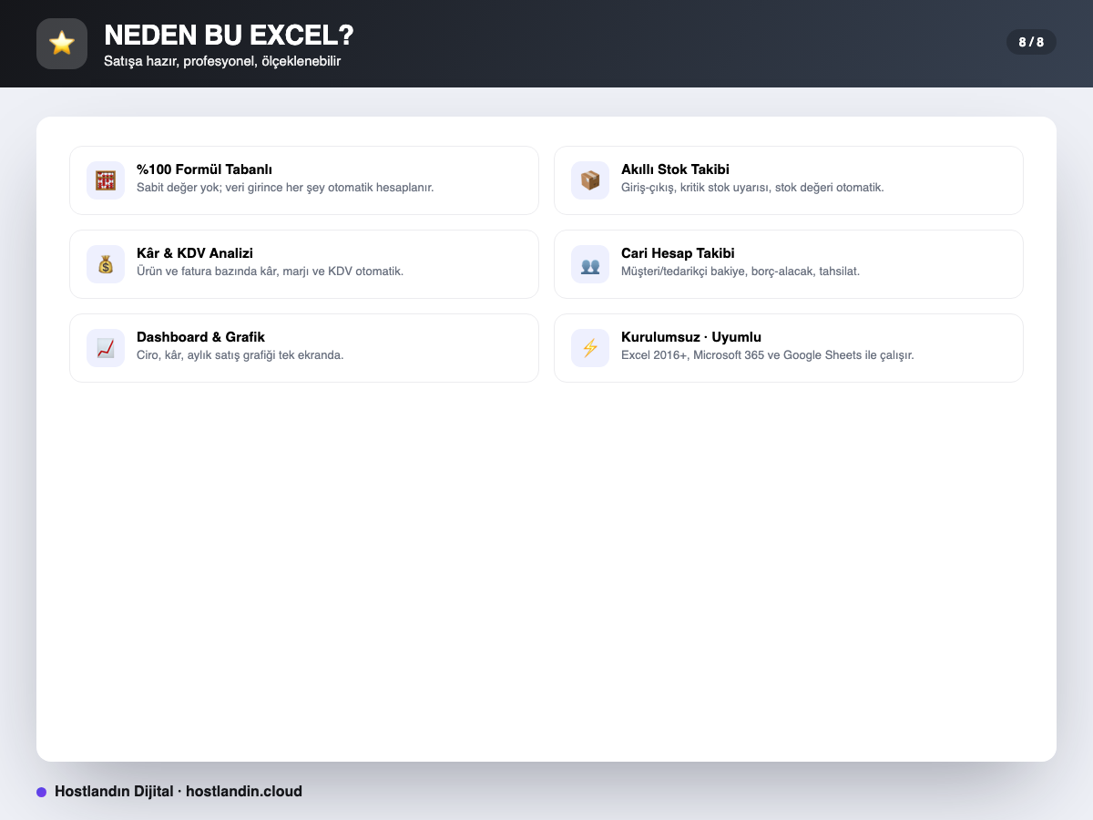 Stok & Fatura Takip Excel Programı (Formüllü) ekran görüntüsü 8